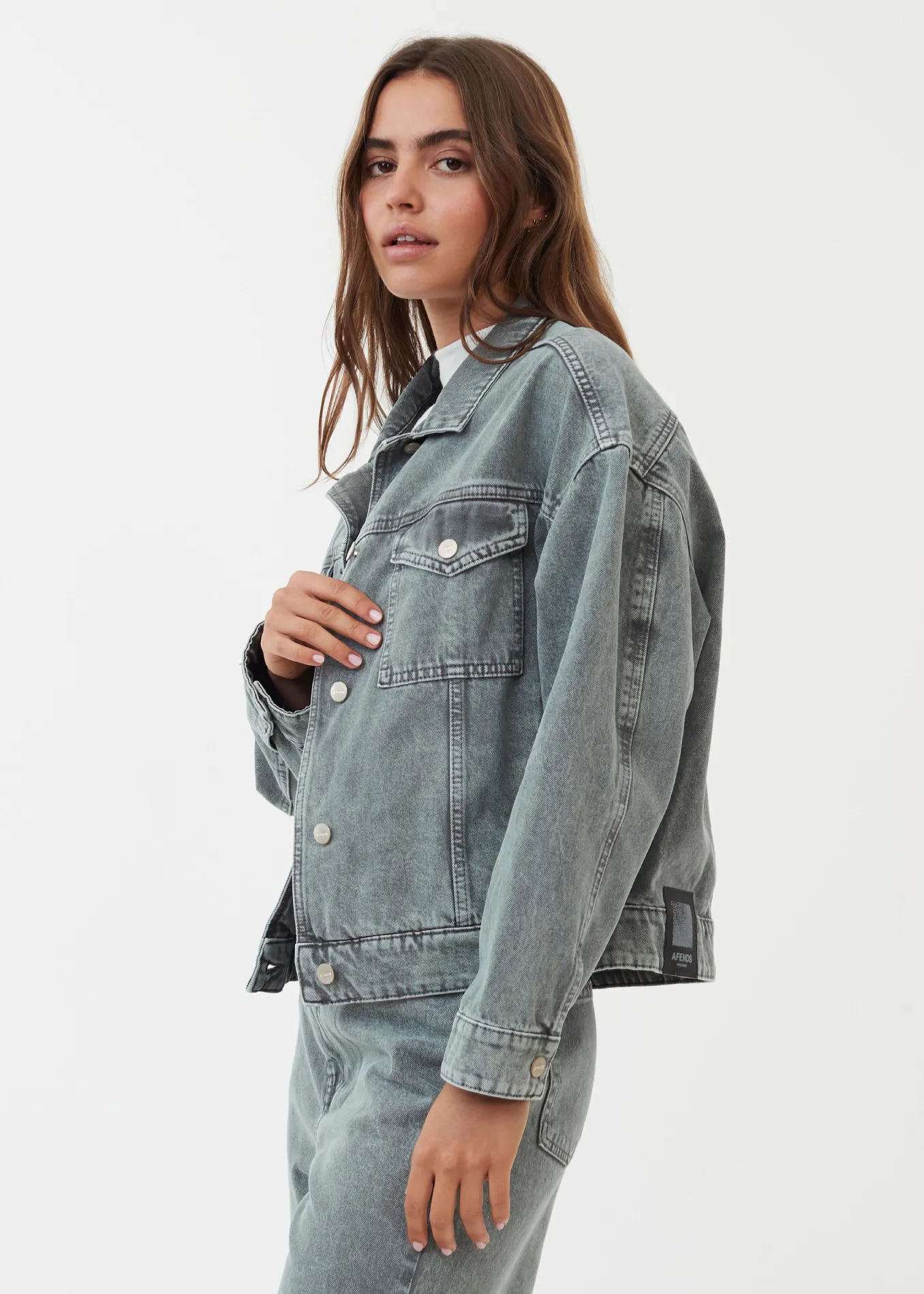 AFENDS Womens Innie - Denim Jacket - Faded Steel