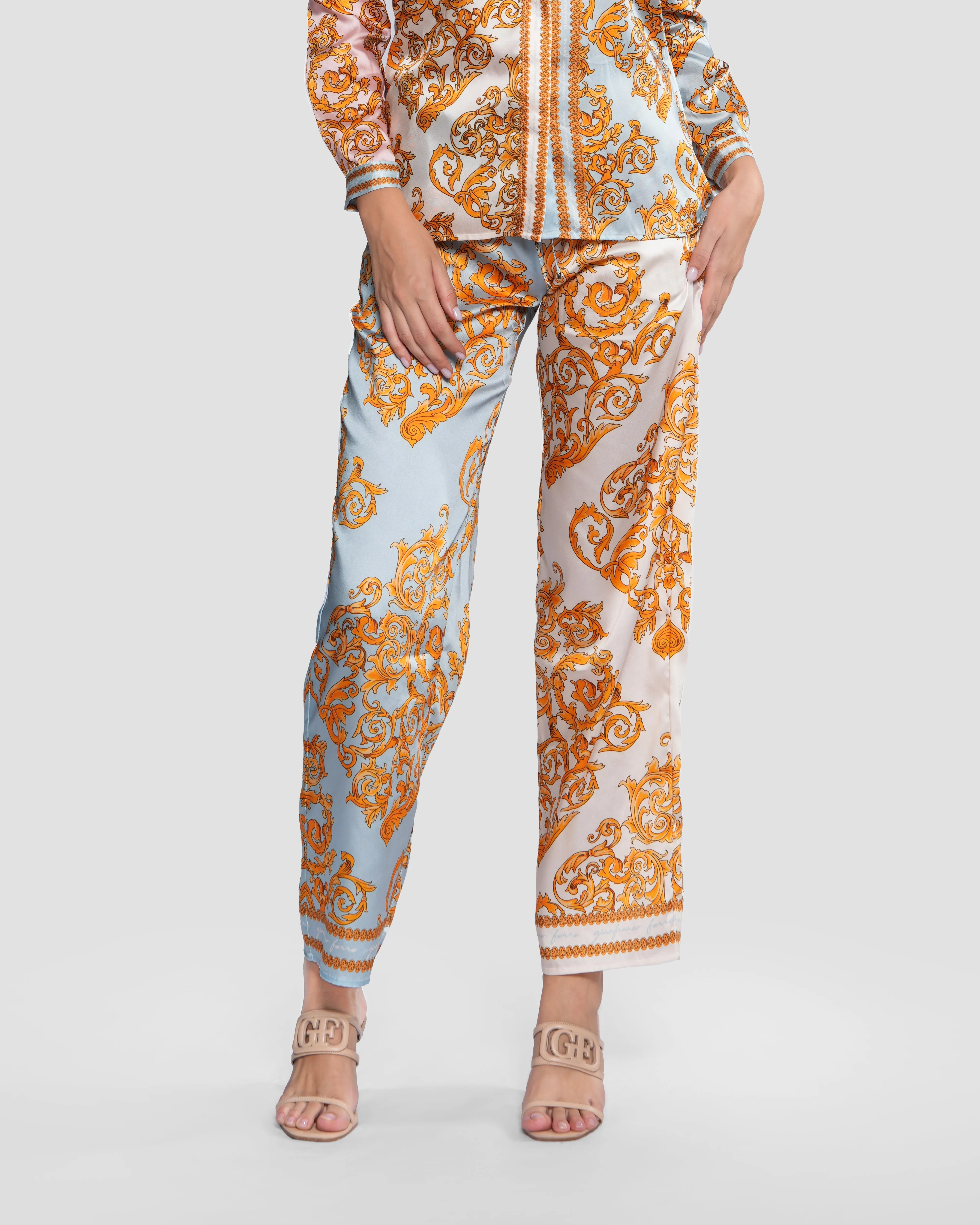 Baroque Motif  Wide-Leg Trouser