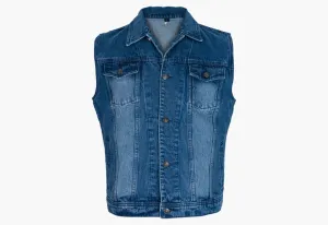 BGA Jaguar Denim Motorcycle Vest Blue