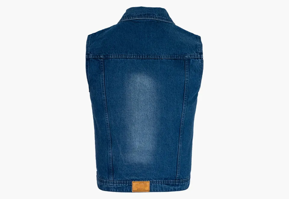 BGA Jaguar Denim Motorcycle Vest Blue