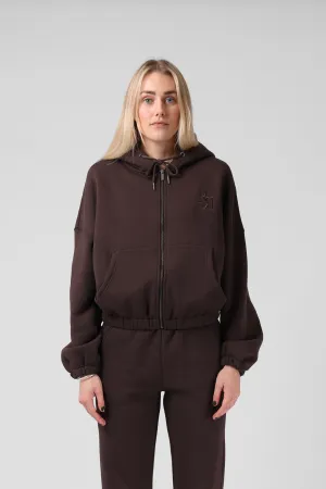 Binate Zip Thru Hood - Cocoa