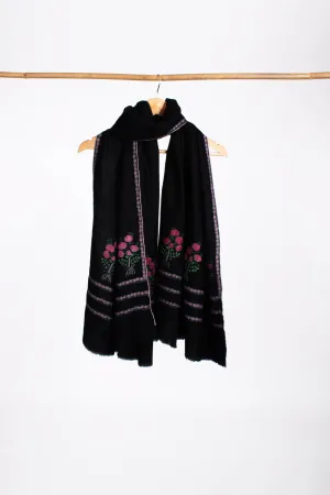 Black Mughal Motif Kashmiri Pashmina - WINDOW