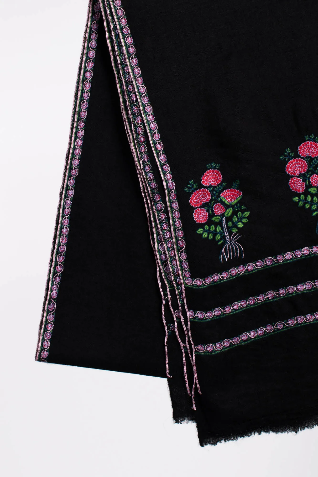 Black Mughal Motif Kashmiri Pashmina - WINDOW