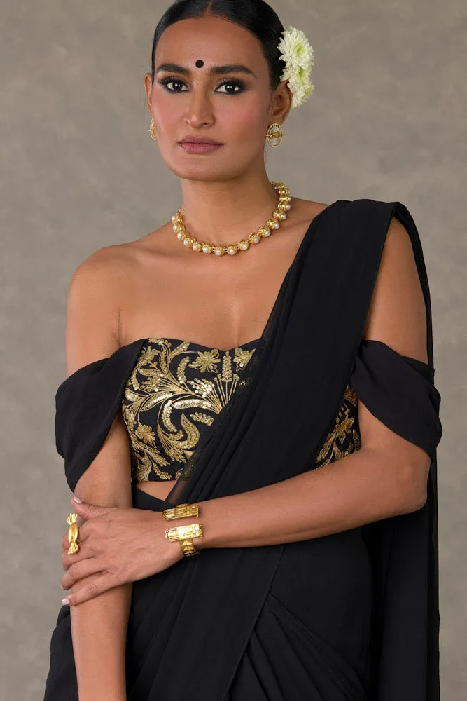 Black 'Neel- Kamal' Corset Saree