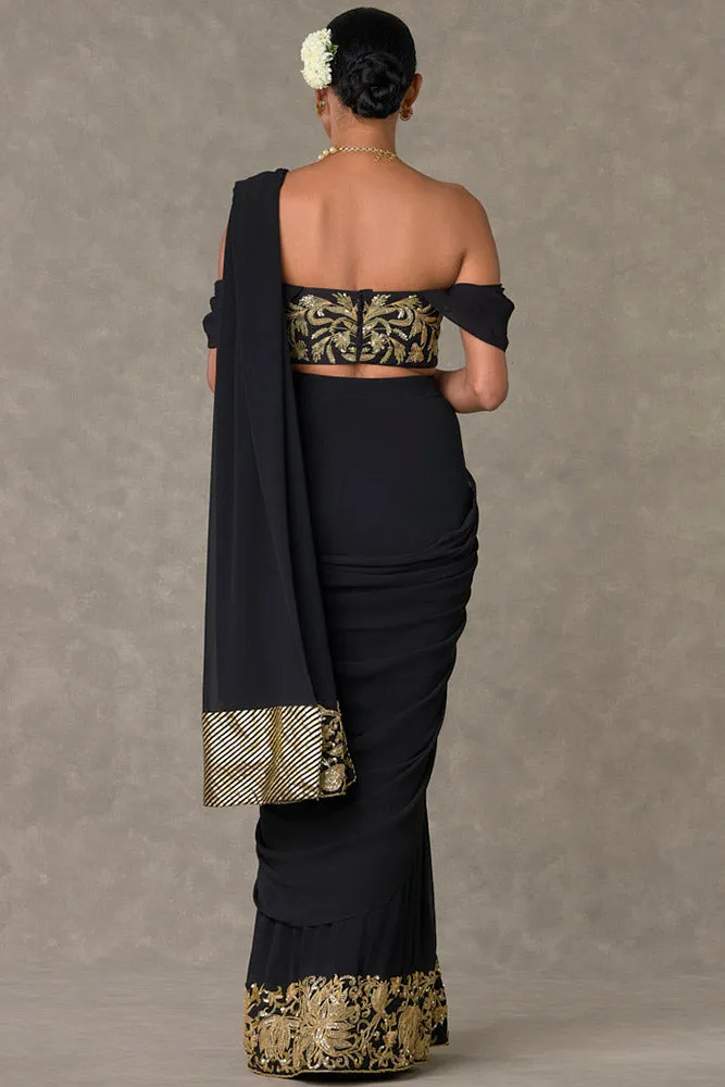 Black 'Neel- Kamal' Corset Saree