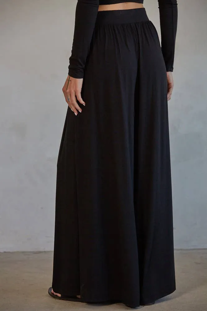 Black Spandex Wide Leg Pants