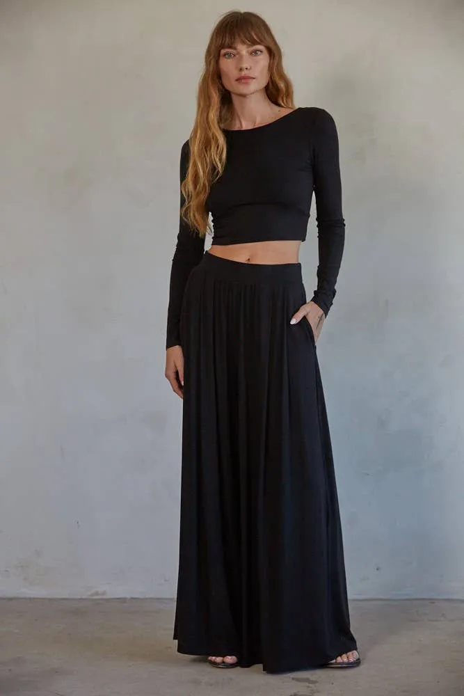 Black Spandex Wide Leg Pants