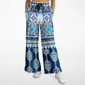 Blue Agadir Moroccan Tile Eco-Poly Wide Leg Pants