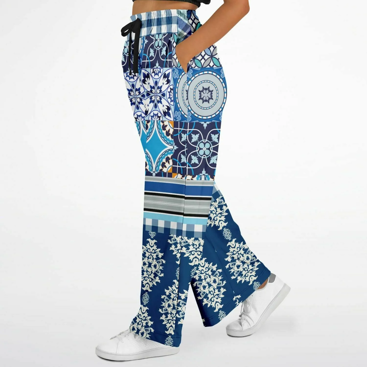 Blue Agadir Moroccan Tile Eco-Poly Wide Leg Pants