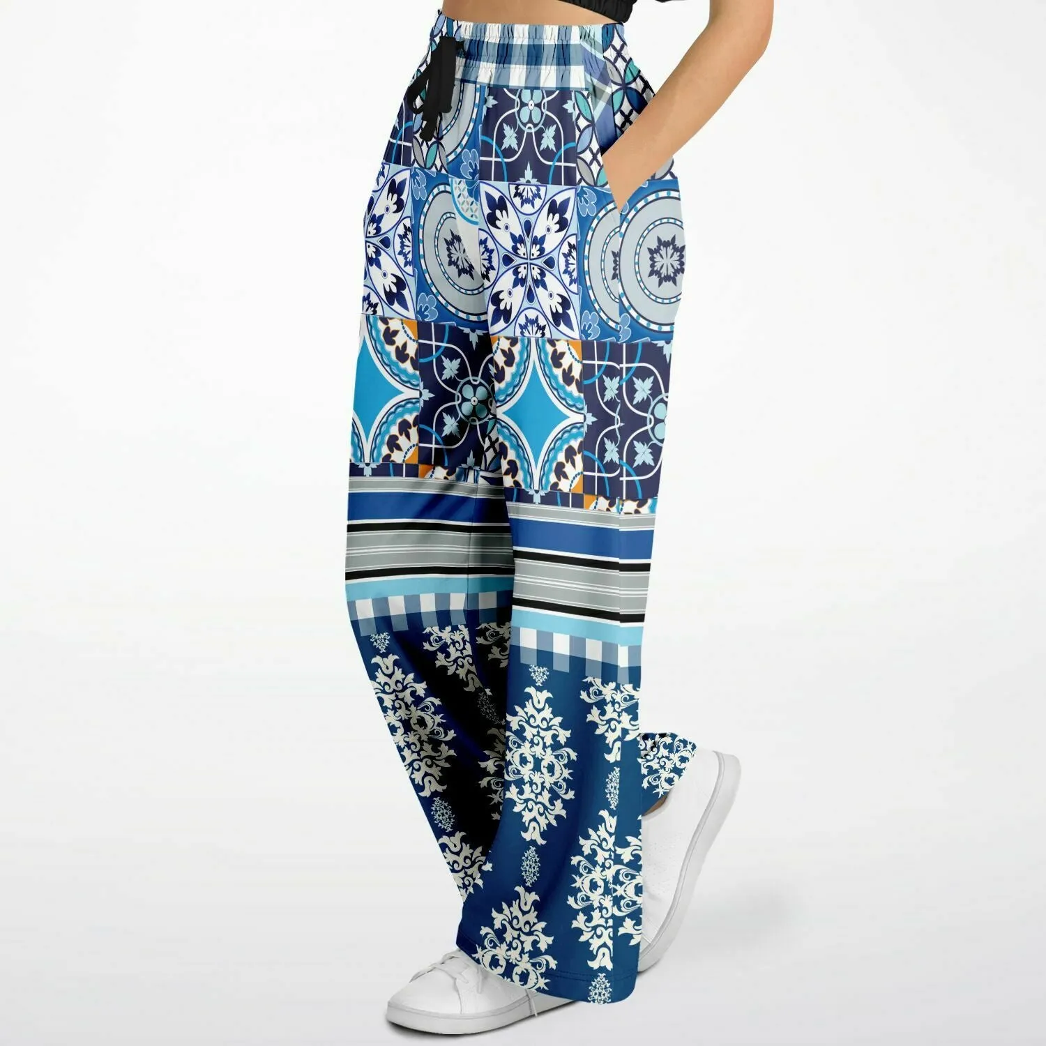 Blue Agadir Moroccan Tile Eco-Poly Wide Leg Pants