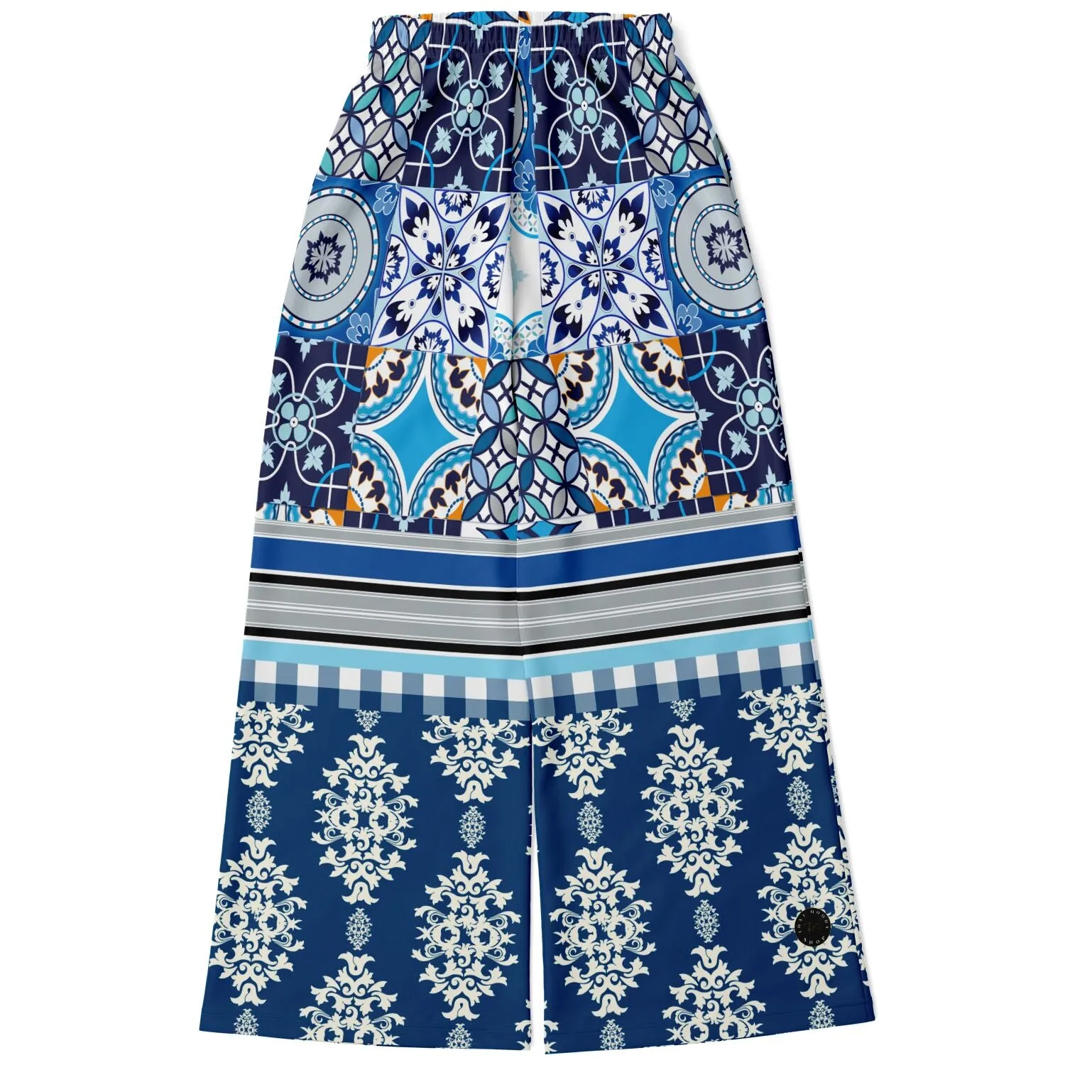 Blue Agadir Moroccan Tile Eco-Poly Wide Leg Pants