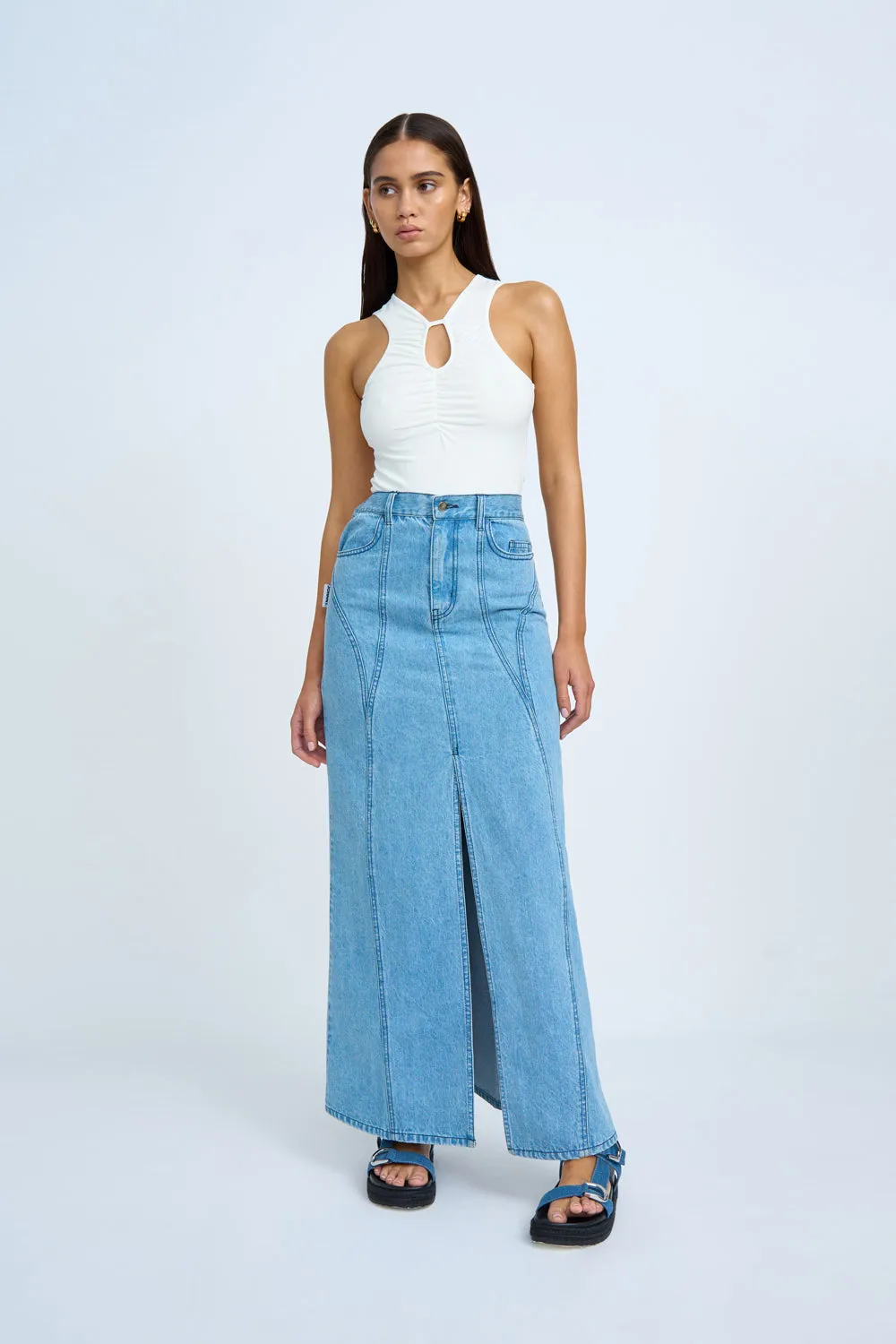 Blue Jean Beauty A-Line Skirt | Final Sale - Blue Wash