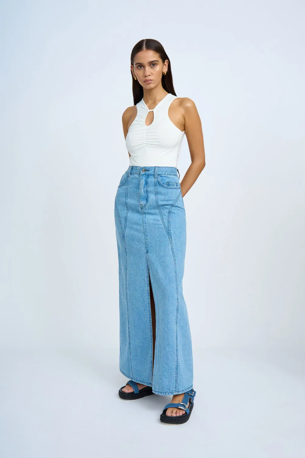 Blue Jean Beauty A-Line Skirt | Final Sale - Blue Wash