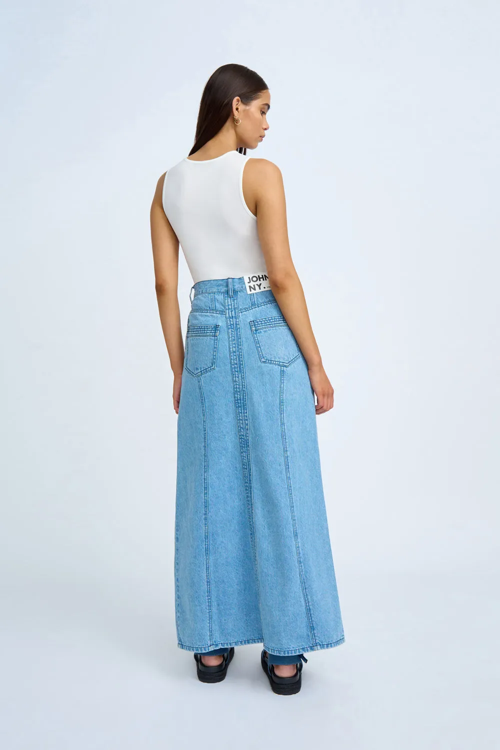 Blue Jean Beauty A-Line Skirt | Final Sale - Blue Wash