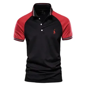 Brand Quality Men's Polo Solid Color Patchwork Polos Shirts for Men Casual Giraffe Embroidery Polo Shirts Men Clothing