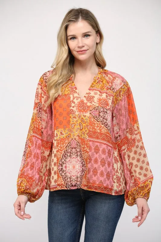 Candid Feelings Orange Multi Top