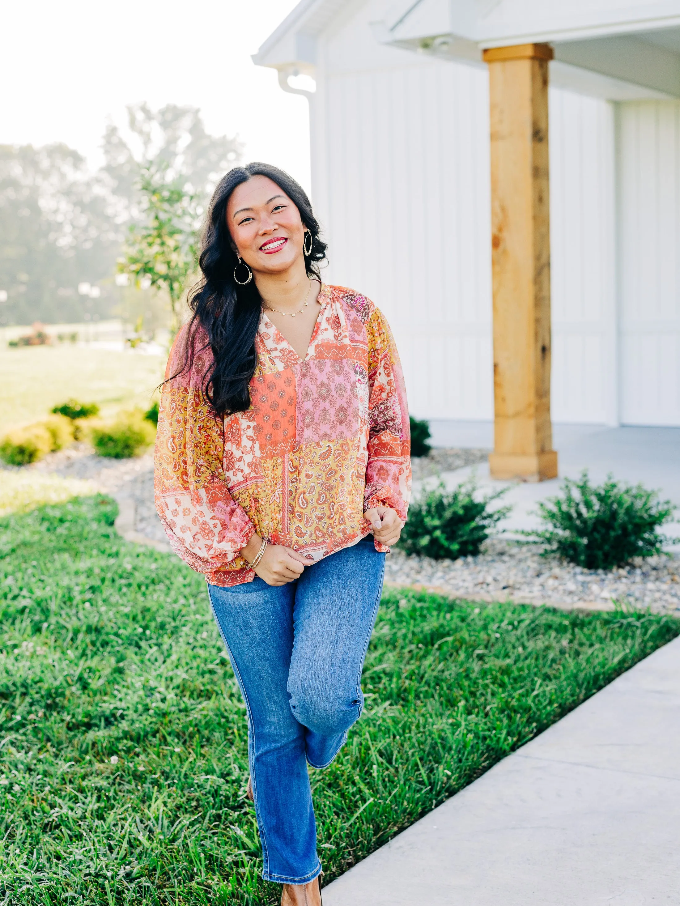 Candid Feelings Orange Multi Top