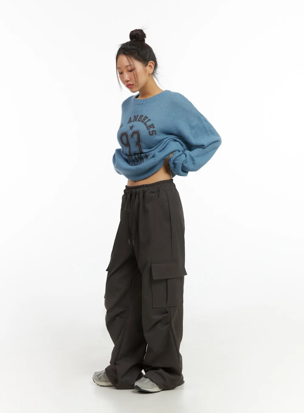 Cargo Pintuck Wide-Leg Pants IS402