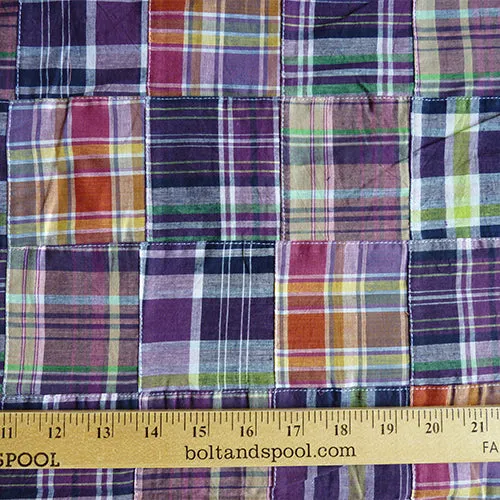 Cotton Patchwork Madras - Purple / Magenta / Green