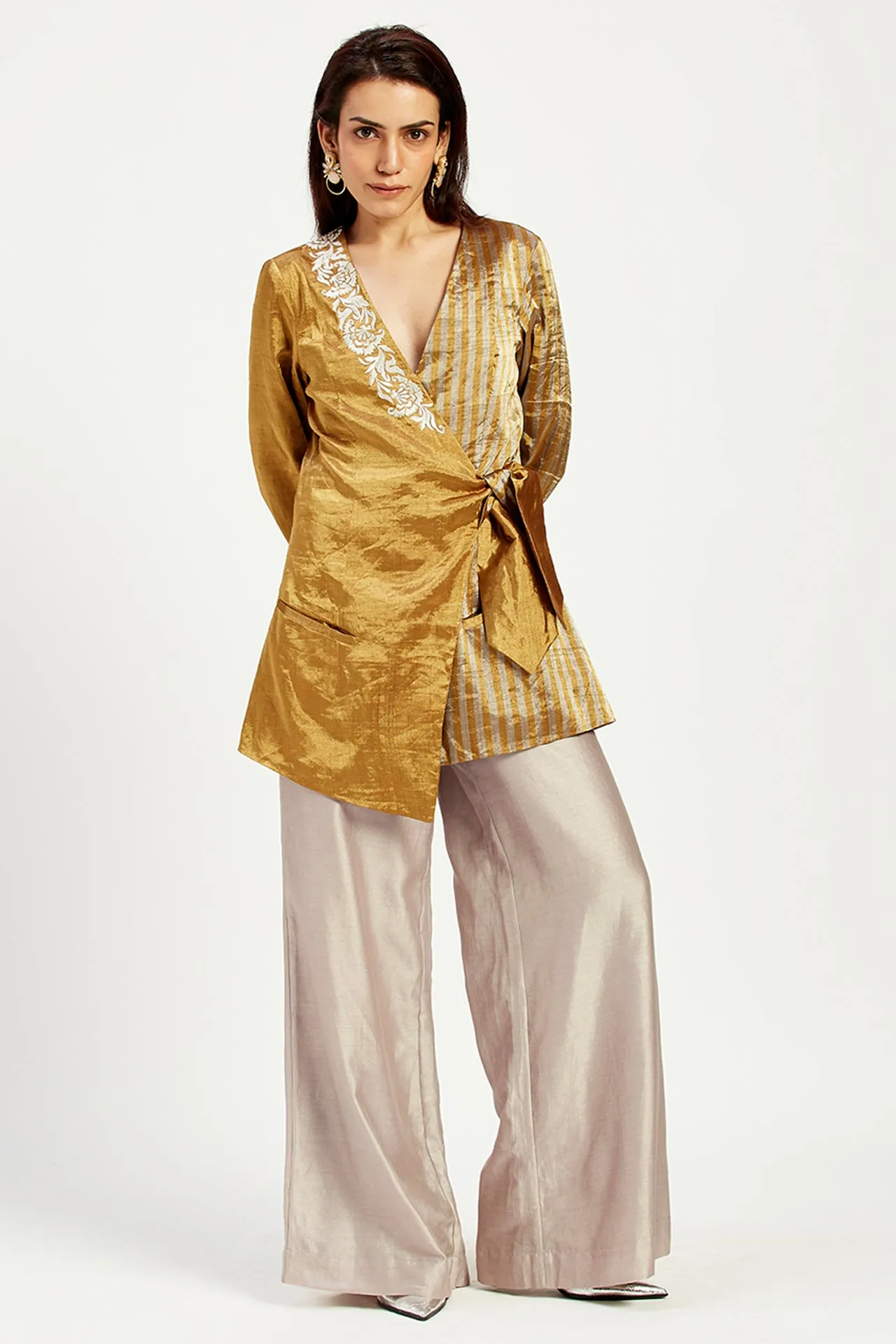 Cusco - Golden Bow Blazer   Wide Leg Pants