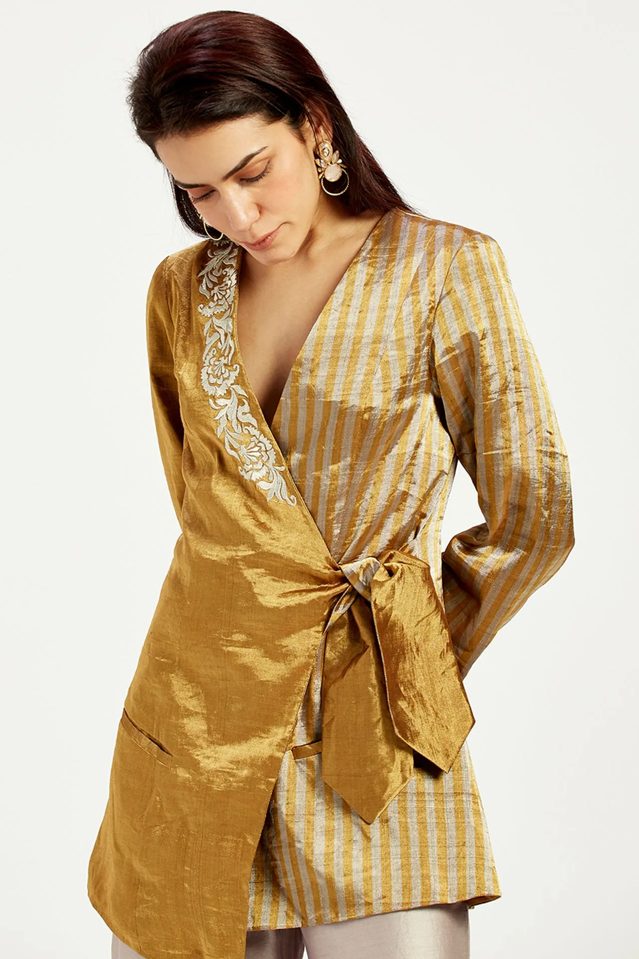 Cusco - Golden Bow Blazer   Wide Leg Pants