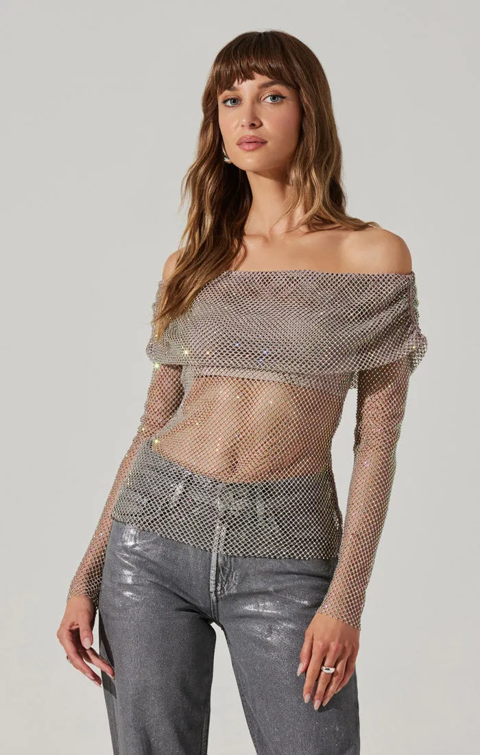 Diamante Top Nude Purple