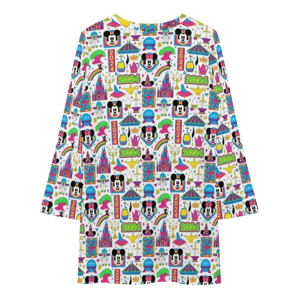 Disney 2024 Long Sleeve Patchwork T-shirt Dress