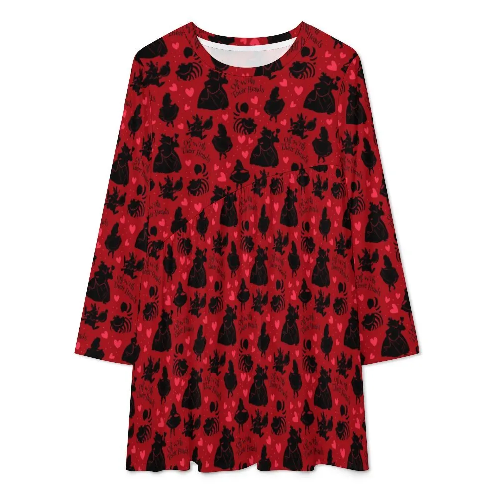 Disney Alice In Wonderland Queen Of Hearts Off With Their Heads Long Sleeve Patchwork T-shirt Dress