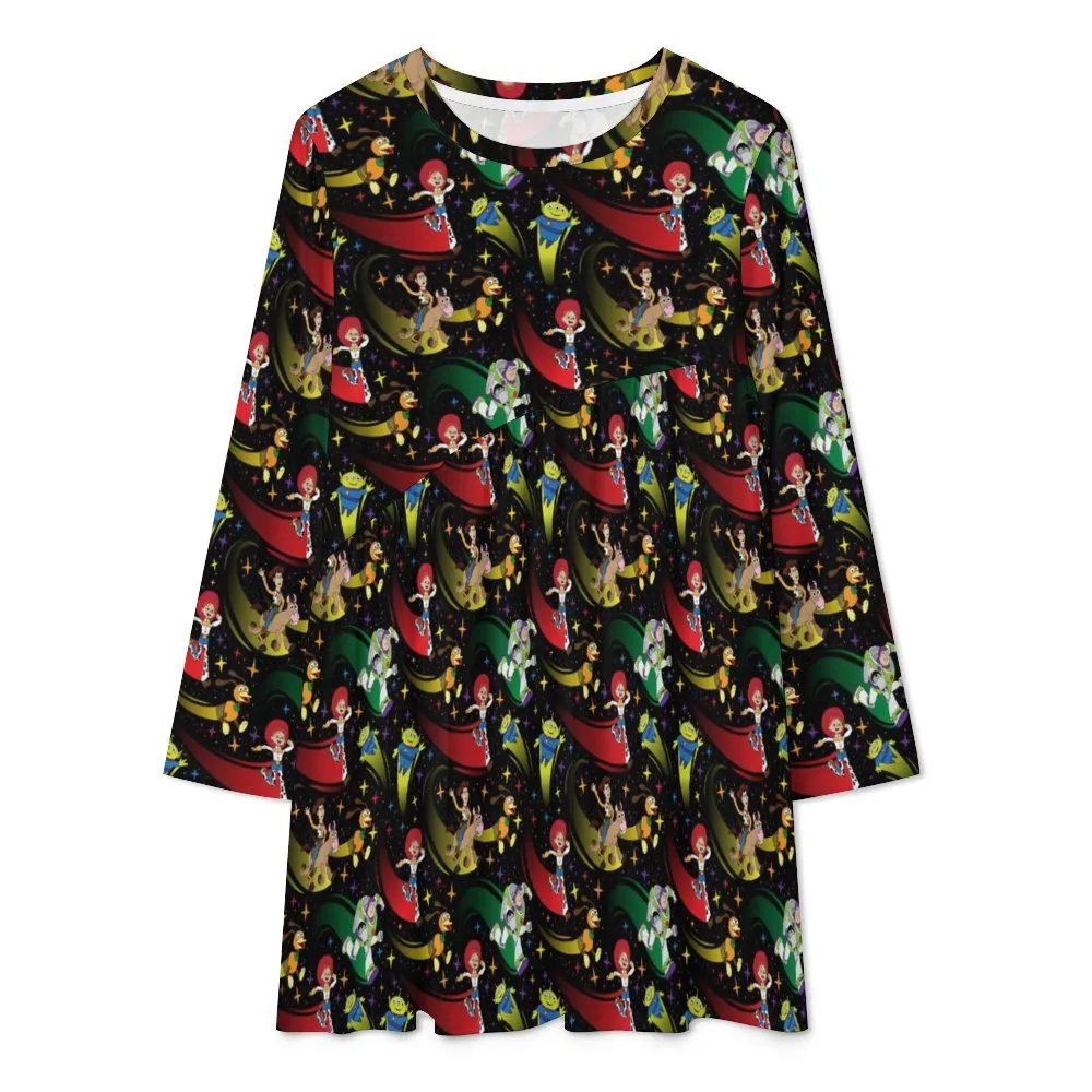 Disney Toy Story Roundup Friends Long Sleeve Patchwork T-shirt Dress