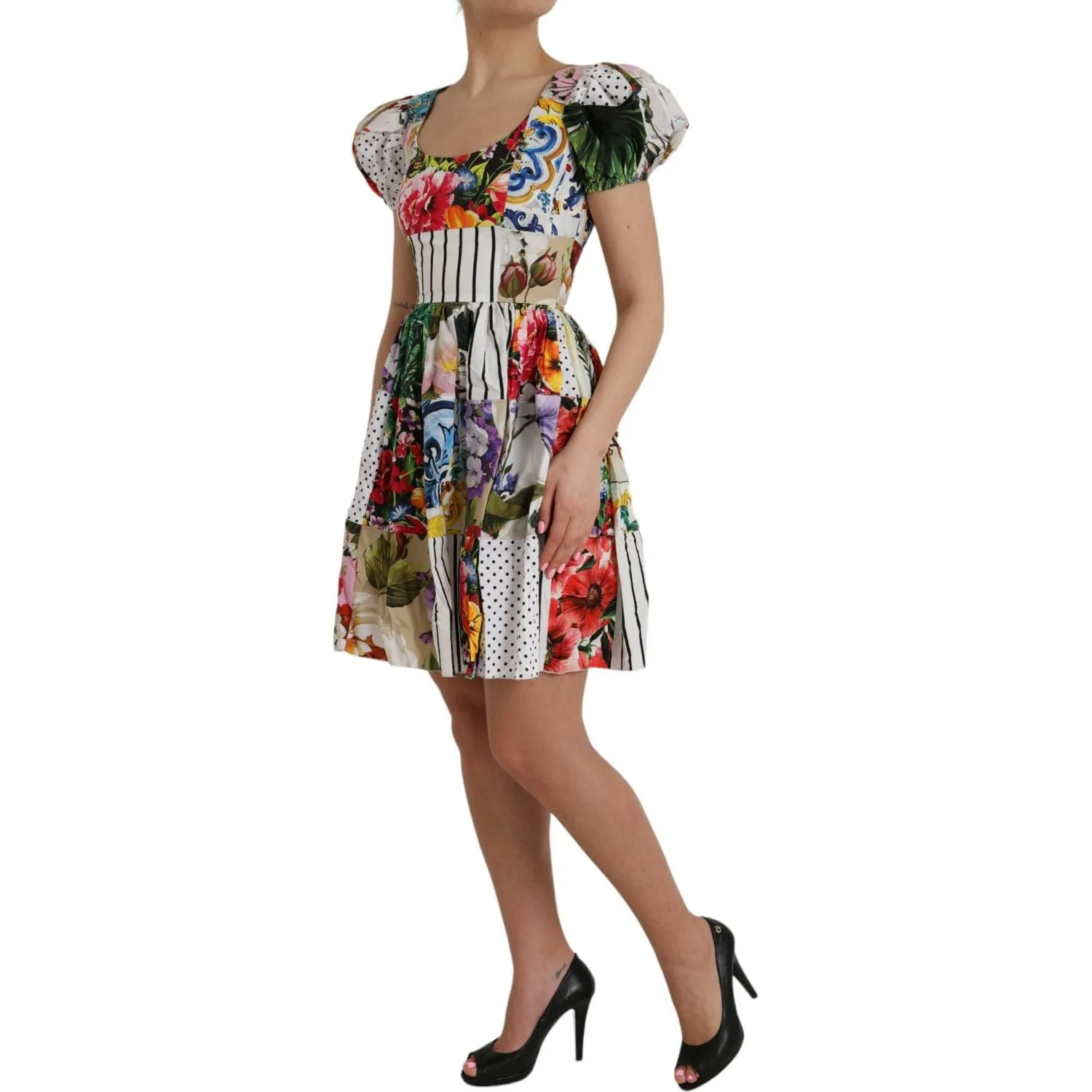 Dolce & Gabbana Multicolor Patchwork Cotton Aline Mini Dress