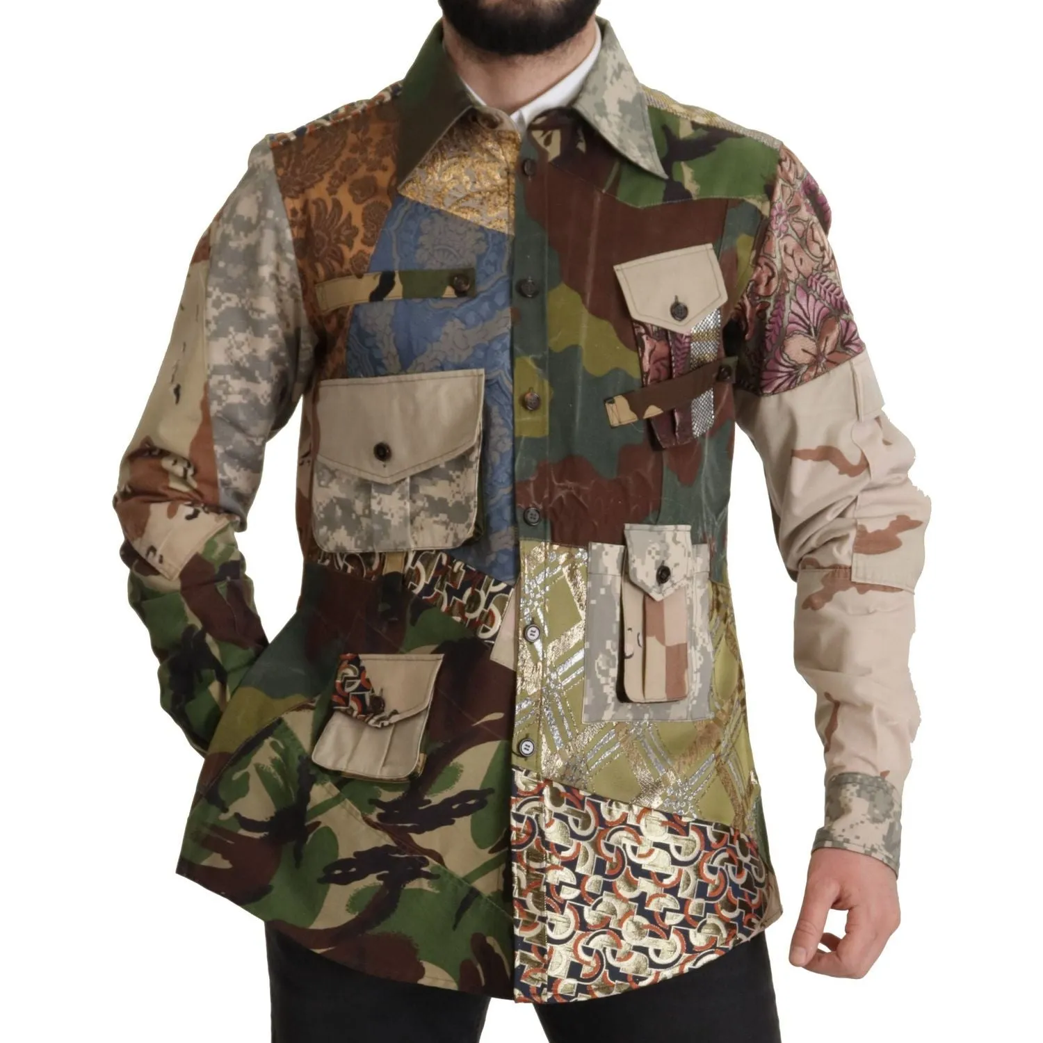 Dolce & Gabbana Patchwork Camouflage Casual Shirt