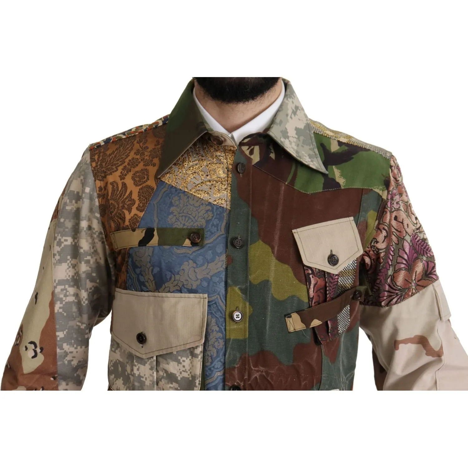 Dolce & Gabbana Patchwork Camouflage Casual Shirt