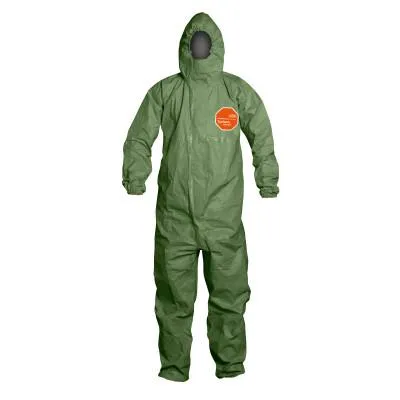 DuPont™ Tychem 2000 SFR Protective Coveralls, Hooded Coverall, Green, 2X-Large, QS127TGR2X000400