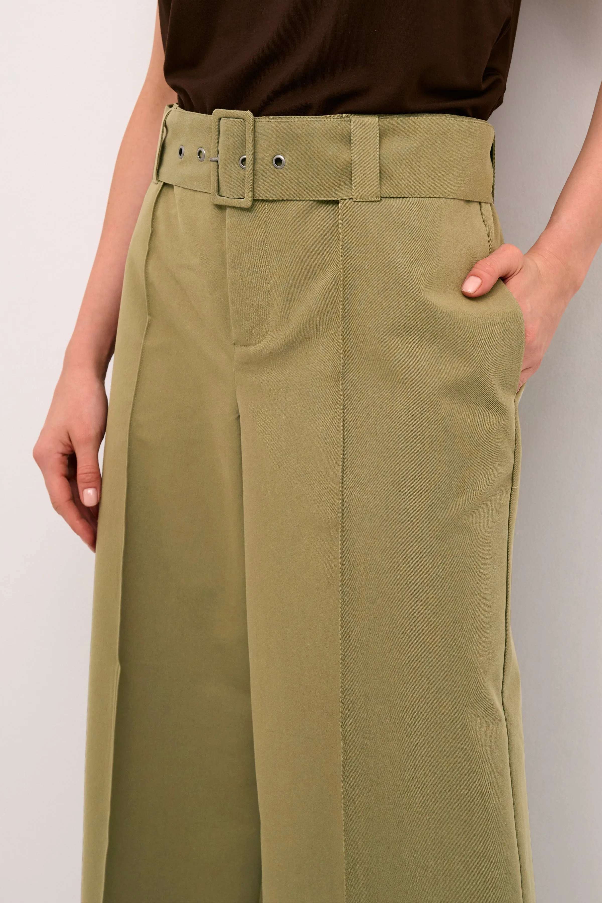 Evi Wide Leg Pants in Burnt Olive