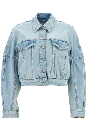 Ganni stretch denim bomber jacket in 8