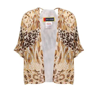 GIRLS BEIGE CHIFFON PRINT JACKET