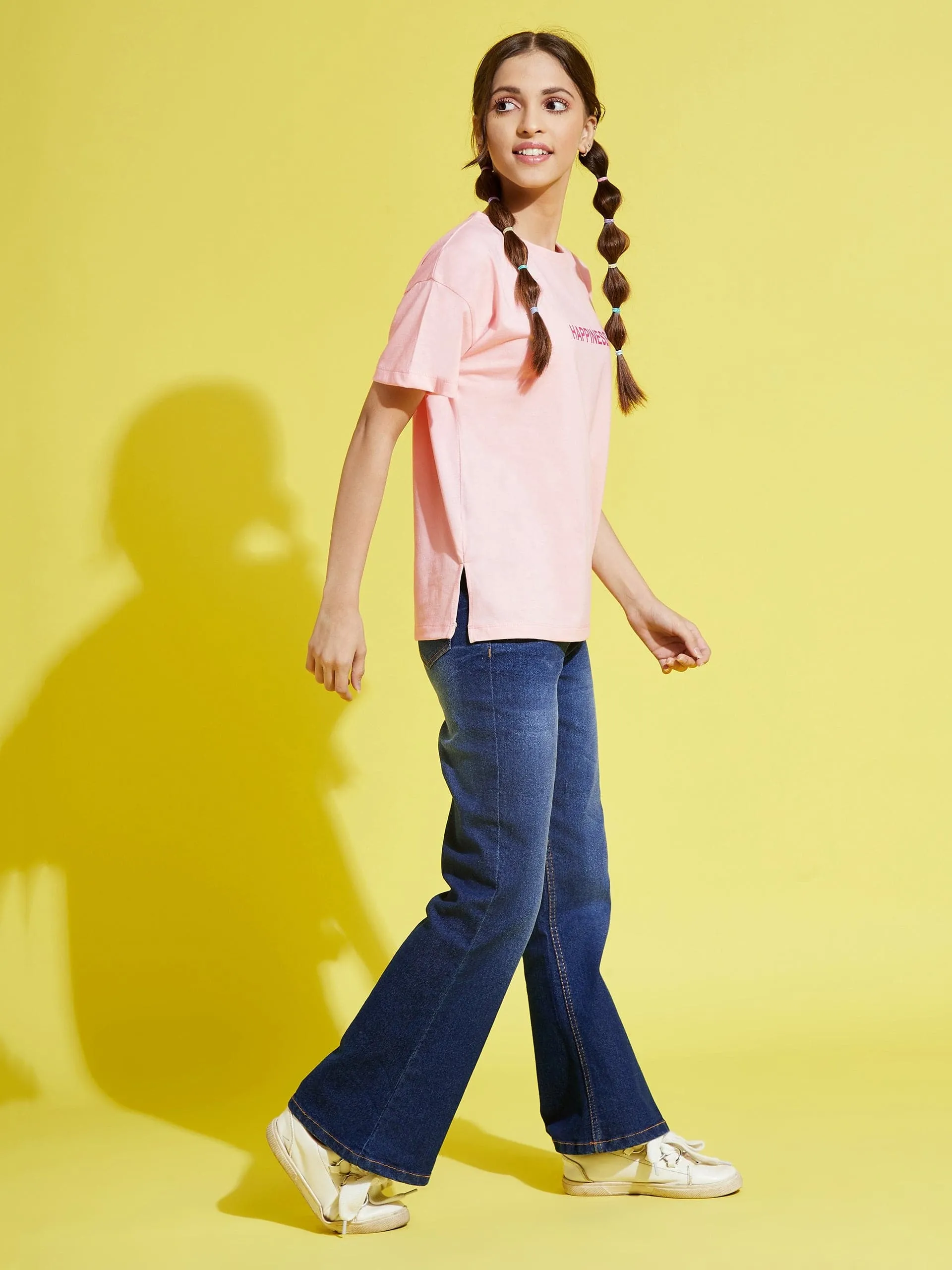 Girls Navy Bell Bottom Jeans - Lyush Kids