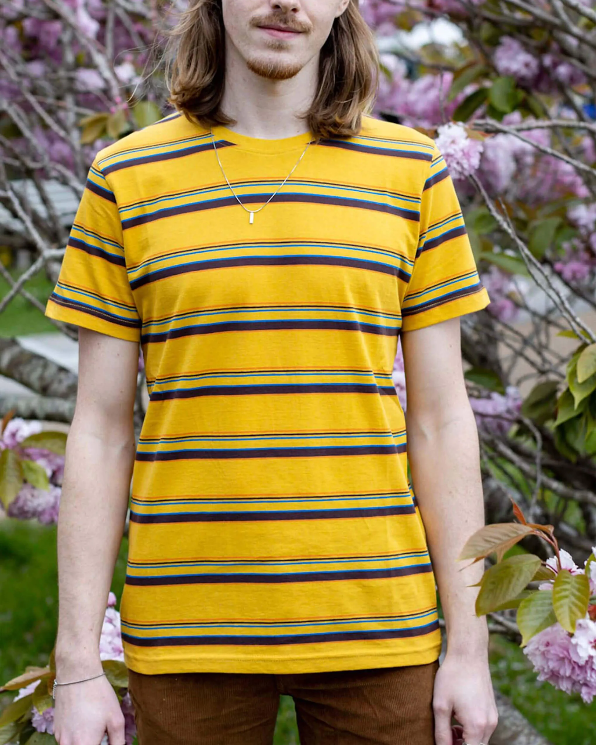 Gold Sunset Stripe Retro T Shirt