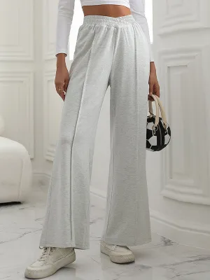 High Waisted Wide Leg Elasticity Solid Color Pants Trousers