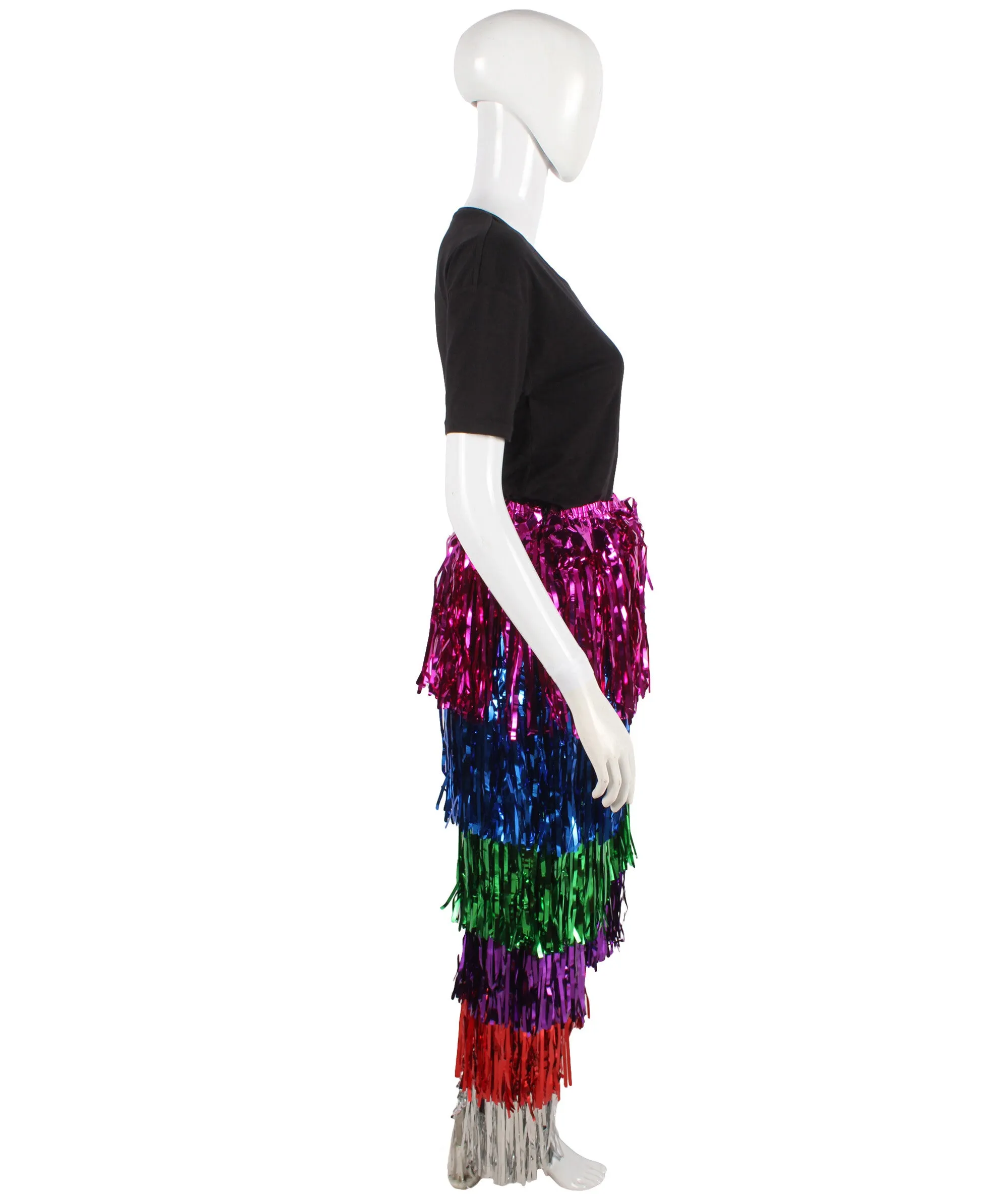 HPO Adult Women's Tinsel Wide Colorful Leg Pants, Perfect for Halloween, Tinsel Material