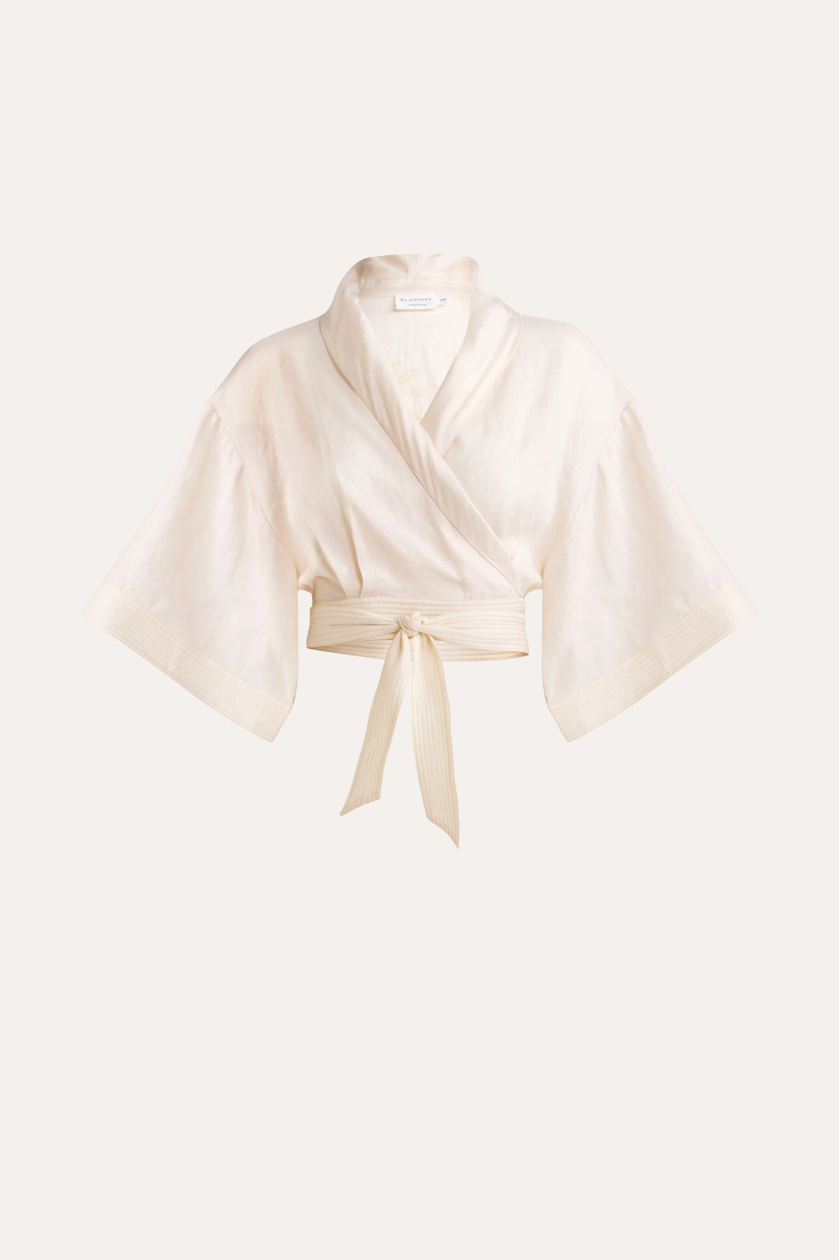 Isadora Embroidered Linen & Silk Wrap Top