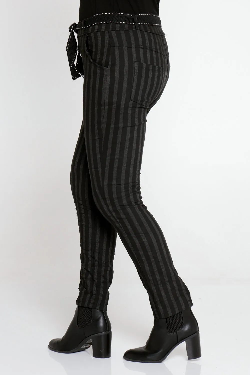 Jodi Pants - Black/Charcoal Stripe