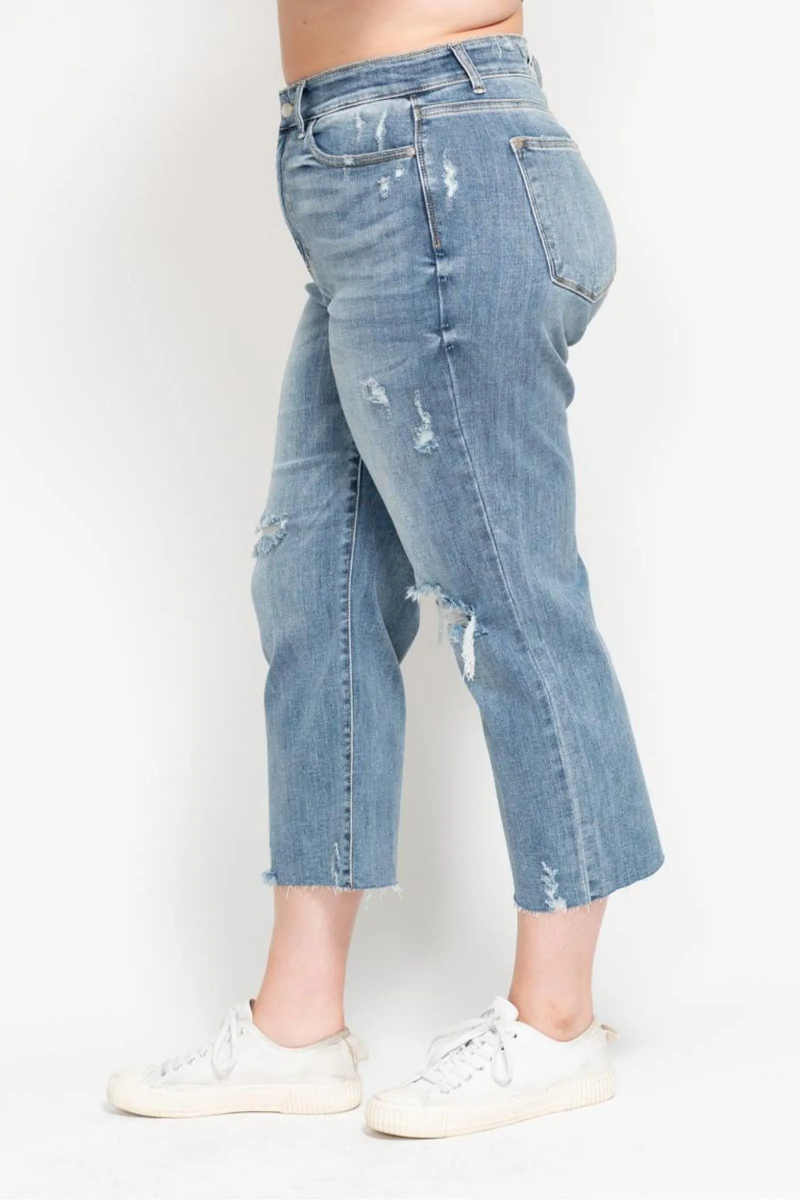 Judy Blue High Waist Destroy Wide Leg Crop Denim 82256