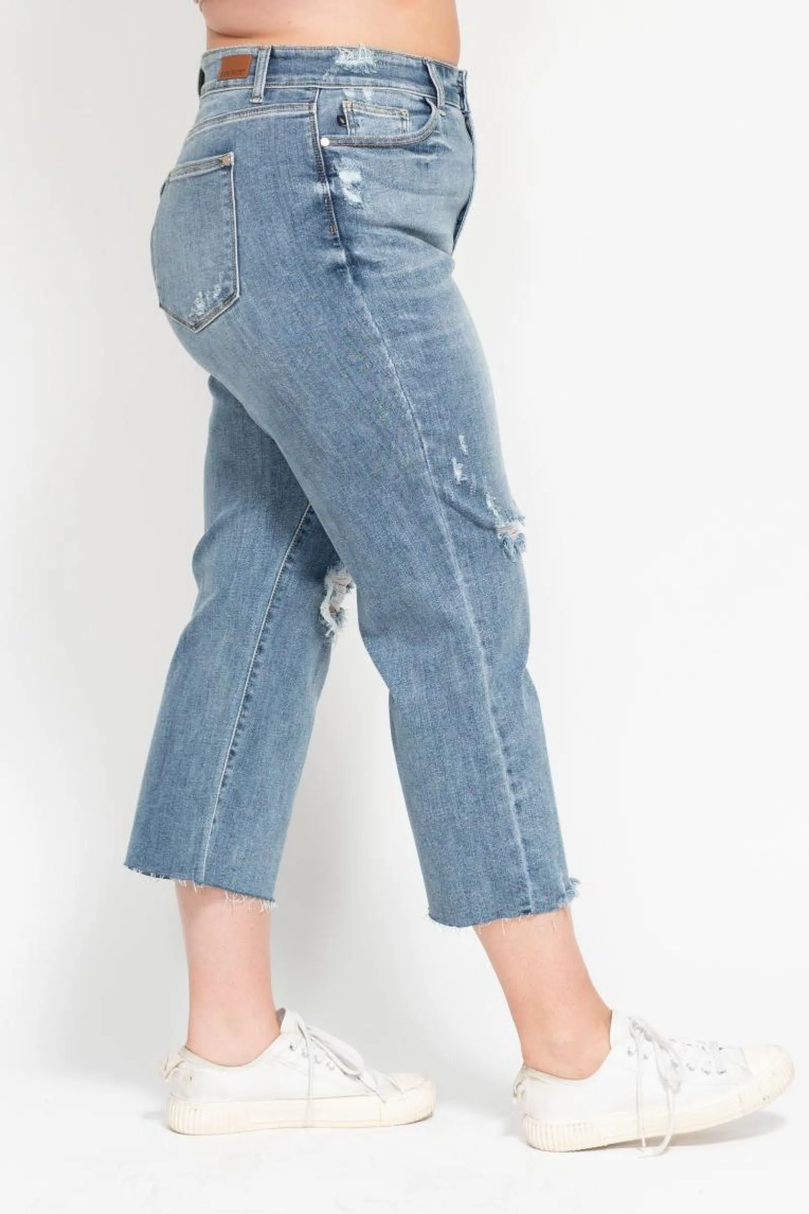 Judy Blue High Waist Destroy Wide Leg Crop Denim 82256