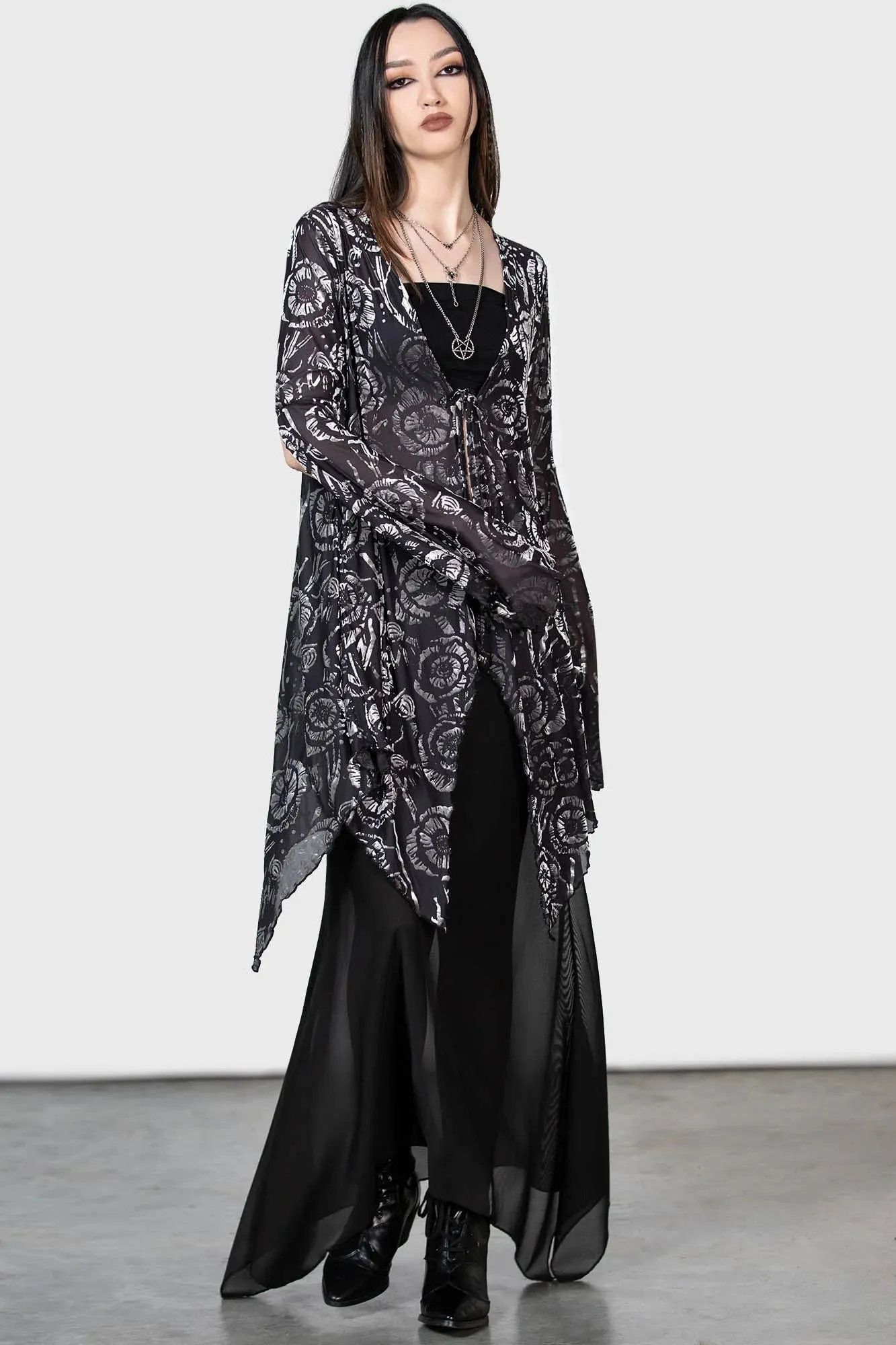 Killstar Flowering Fear Shawl Coverup Flowing Sheer