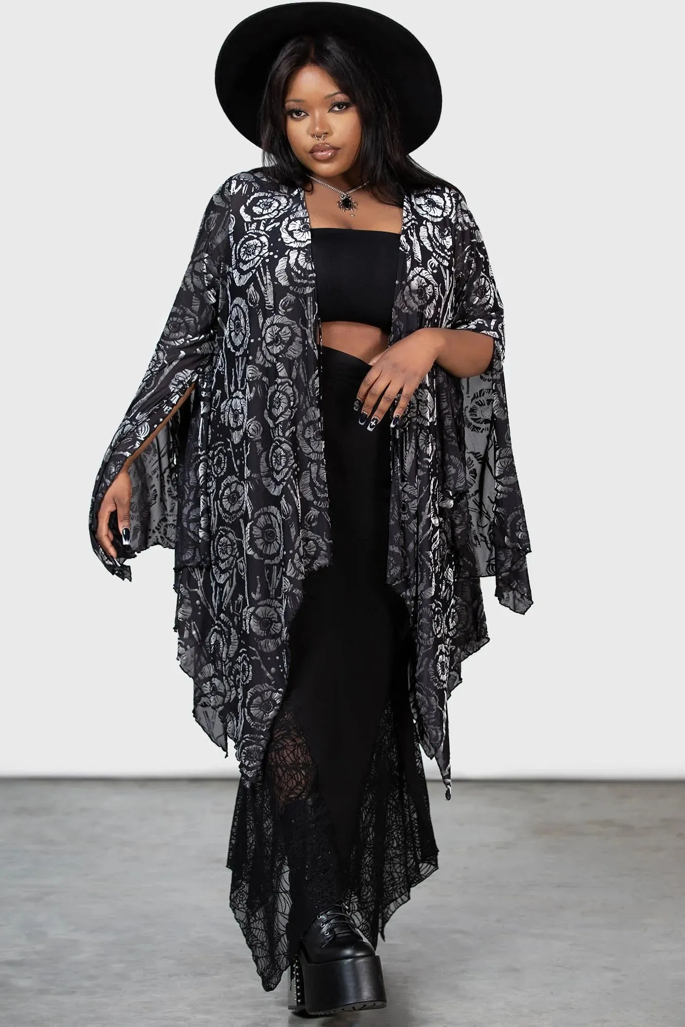 Killstar Flowering Fear Shawl Coverup Flowing Sheer