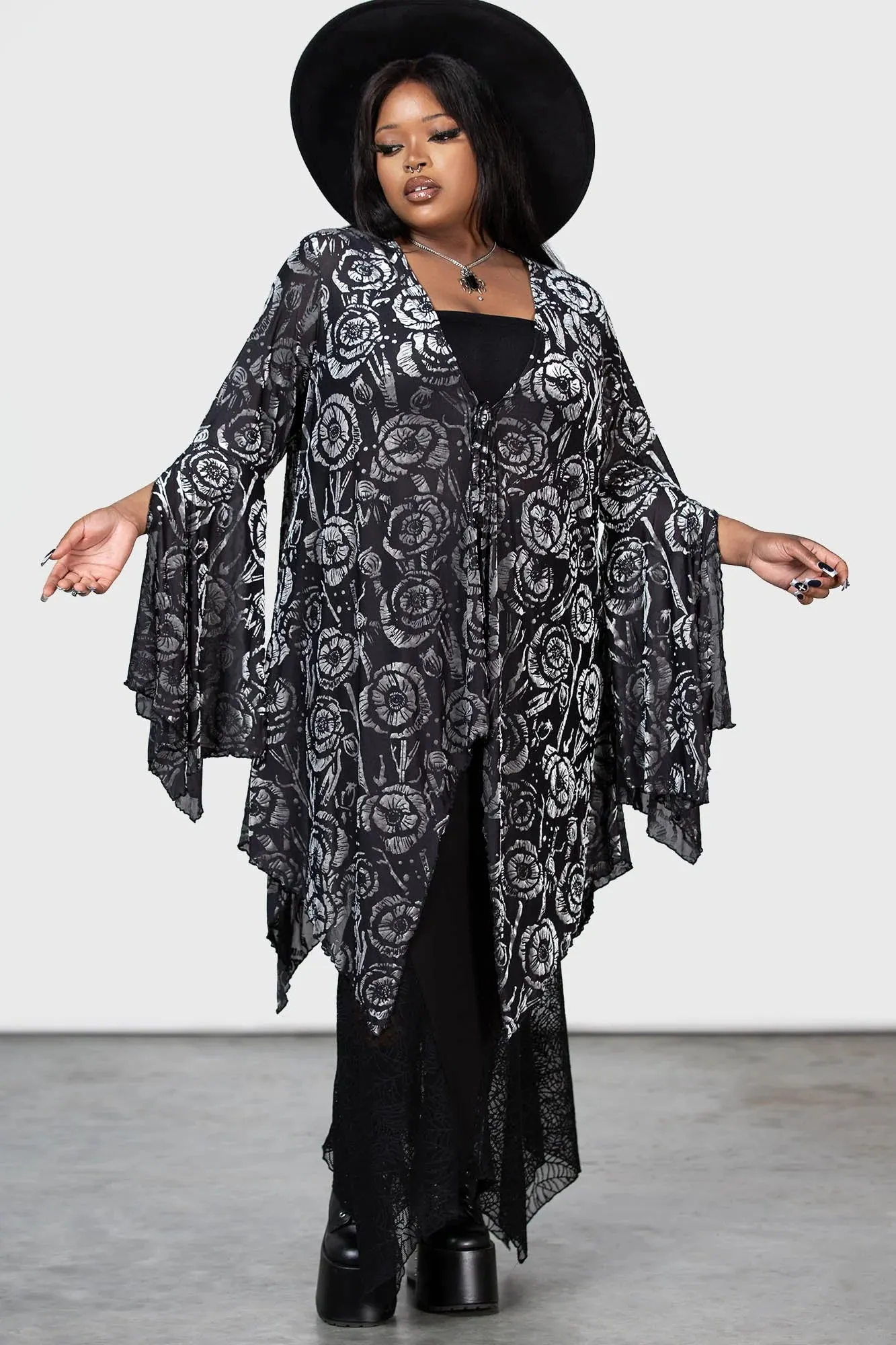 Killstar Flowering Fear Shawl Coverup Flowing Sheer