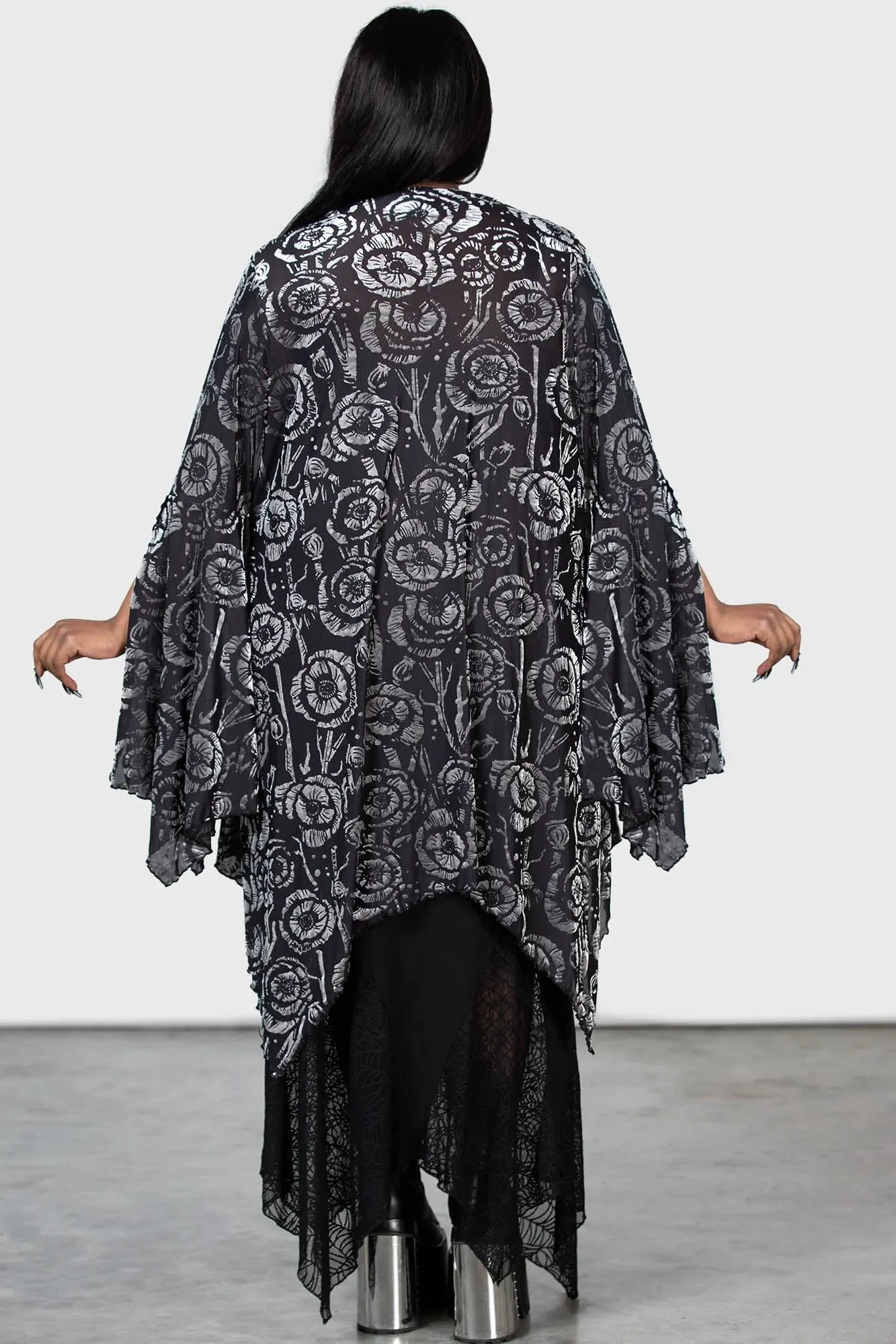 Killstar Flowering Fear Shawl Coverup Flowing Sheer