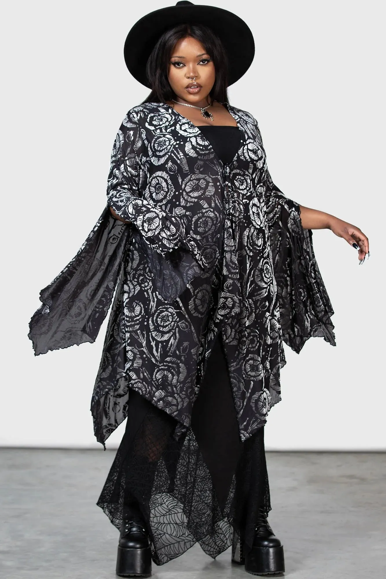 Killstar Flowering Fear Shawl Coverup Flowing Sheer