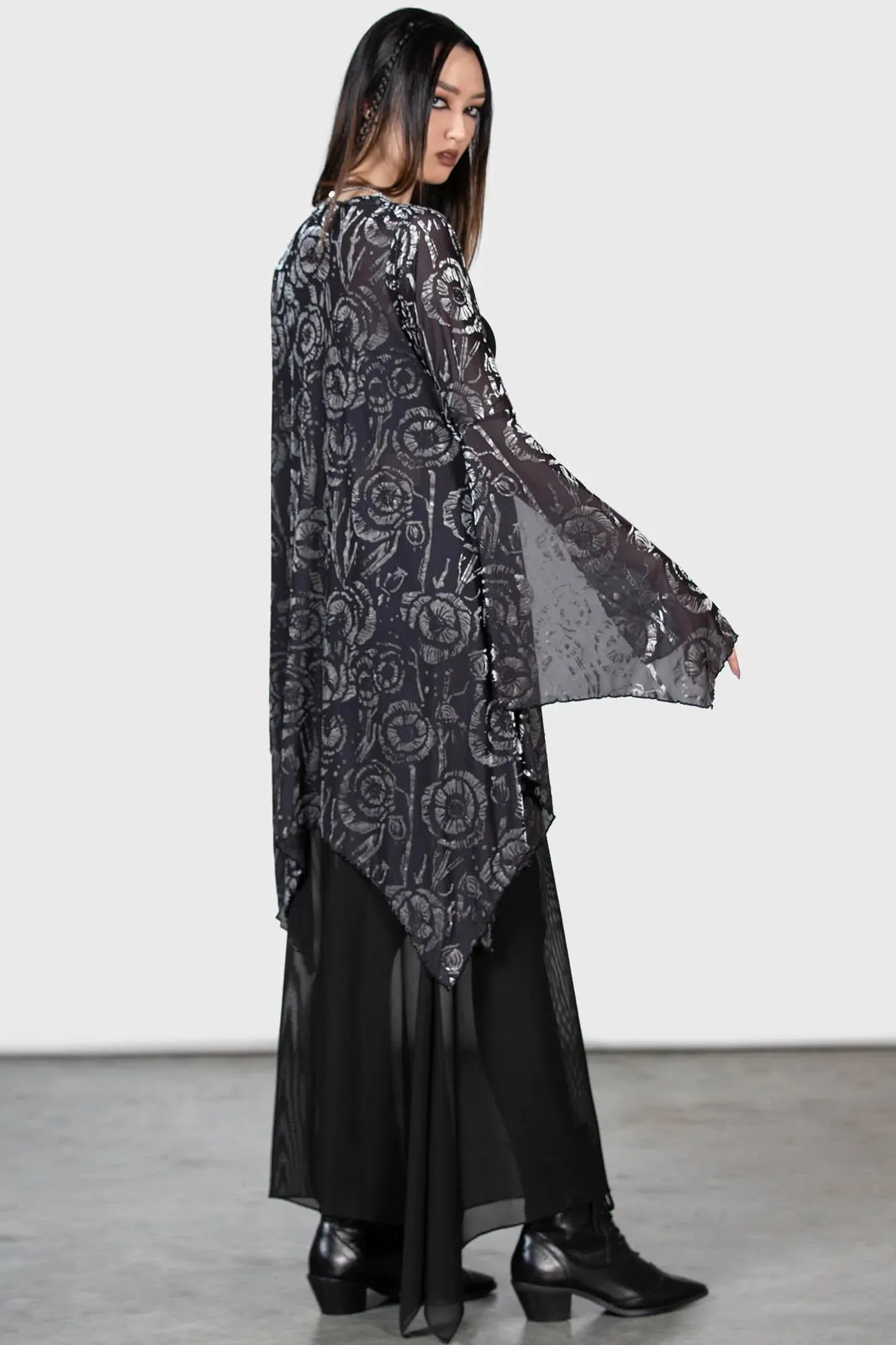 Killstar Flowering Fear Shawl Coverup Flowing Sheer